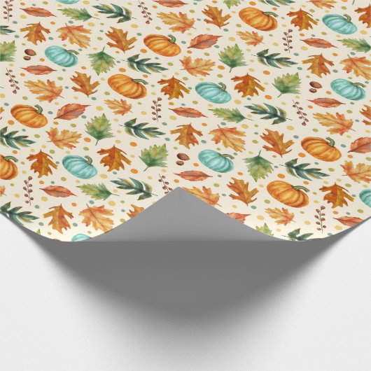 Waterverf Herfstbladeren en Pompoenen Inpakpapier (Hoek)