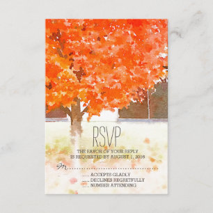 Waterverf herfstbladeren   Fall Wedding RSVP Kaartje