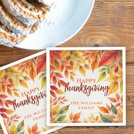 Waterverf Herfstbladeren Familie Thanksgiving Servet