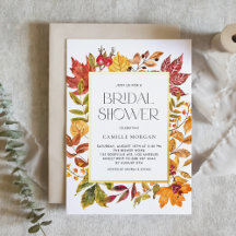 Waterverf Herfstbladeren Frame Bruiloft Bruidsfees