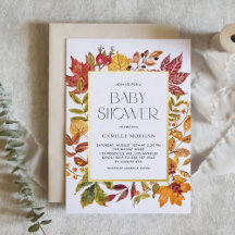 Waterverf Herfstbladeren Frame Herfst Baby Shower