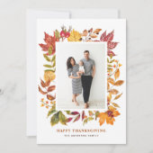 Waterverf herfstbladeren frame Thanksgiving foto Feestdagenkaart (Voorkant)