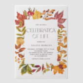 Waterverf Herfstbladeren Frame Viering van het Lev Vellum Uitnodigingen (Voorkant)