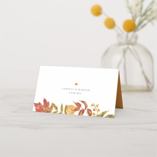 Waterverf herfstbladeren Garland herfstbruiloft Plaatskaartje (Achterkant)