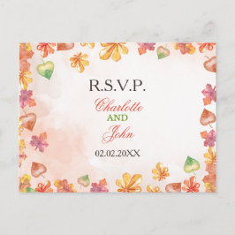 Waterverf herfstbladeren herfst bruiloft RSVP Uitnodiging Briefkaart