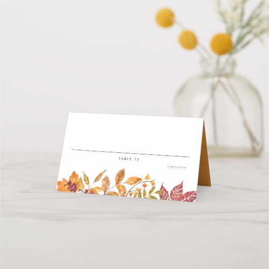Waterverf Herfstbladeren Herfst Trouwmaaltijd Keuz Plaatskaartje (Voorkant)