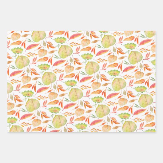 Waterverf herfstbladeren inpakpapier vel (Voorkant 3)