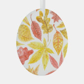 Waterverf herfstbladeren, kleurrijk patroon. glas ornament (Voorkant Rechts)