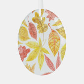 Waterverf herfstbladeren, kleurrijk patroon. glas ornament (Voorkant links)