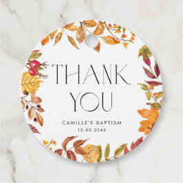 Waterverf herfstbladeren kransdoop Dank u Bedankjes Labels