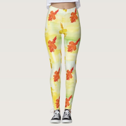 waterverf herfstbladeren leggings (Voorkant)