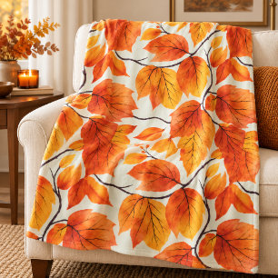 Waterverf Herfstbladeren – Levendig Herfstblad Fleece Deken