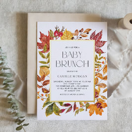 Waterverf Herfstbladeren Lijst Herfst Baby Brunch Folie Uitnodiging