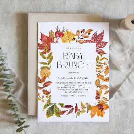 Waterverf Herfstbladeren Lijst Herfst Baby Brunch Kaart