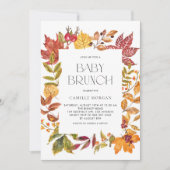 Waterverf Herfstbladeren Lijst Herfst Baby Brunch Kaart (Voorkant)