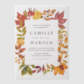 Waterverf herfstbladeren Lijst herfstbruiloft Vellum Uitnodigingen (Voorkant)