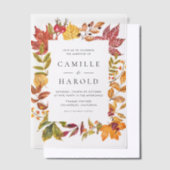 Waterverf herfstbladeren Lijst herfstbruiloft Vellum Uitnodigingen (Offset)