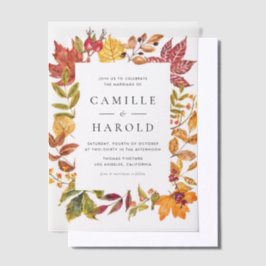 Waterverf herfstbladeren Lijst herfstbruiloft Vellum Uitnodigingen