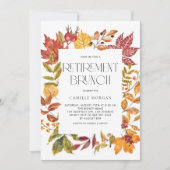 Waterverf herfstbladeren Lijst Pensioen Brunch Kaart (Voorkant)