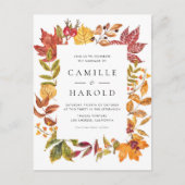 Waterverf herfstbladeren Lijst QR-code bruiloft Uitnodiging Briefkaart (Voorkant)