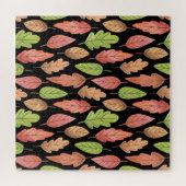 Waterverf herfstbladeren: naadloos patroon legpuzzel (Horizontaal)