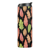 Waterverf herfstbladeren: naadloos patroon thermosbeker (Gedraaid links)