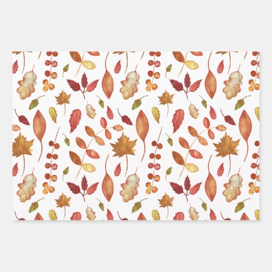 Waterverf herfstbladeren Natuur Inpakpapier Vel (Voorkant 2)
