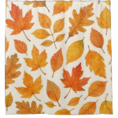 Waterverf herfstbladeren op witte Herfst Douchegordijn (Voorkant)