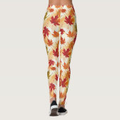 Waterverf Herfstbladeren Patroon Leggings (Achterkant)