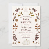Waterverf herfstbladeren pompoen Baby shower Kaart (Voorkant)