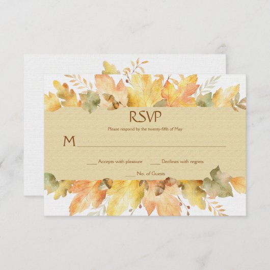 Waterverf herfstbladeren RSVP 1 | (Voorkant / Achterkant)