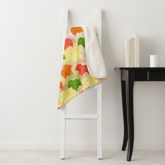 waterverf herfstbladeren sherpa deken (In situ)