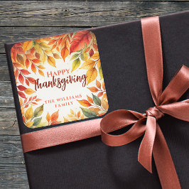 Waterverf Herfstbladeren Thanksgiving Favor Vierkante Sticker