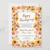 waterverf herfstbladeren Thanksgiving uitnodiging (Voorkant)