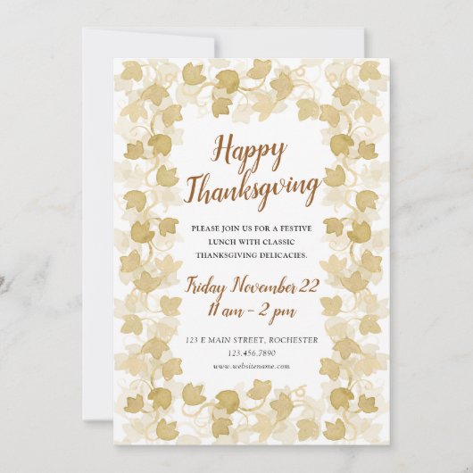 waterverf herfstbladeren Thanksgiving uitnodiging (Voorkant)