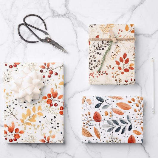 Waterverf Herfstbladeren - Zachte Herfst Elegantie Inpakpapier Vel (Voorkant)