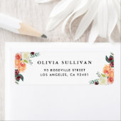 Waterverf Herfstbloei Bloemenboeket Etiket (Insitu)