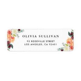 Waterverf Herfstbloei Bloemenboeket Etiket