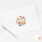 Waterverf Herfstbloei Bloemenpatroon Ronde Sticker (Envelop)
