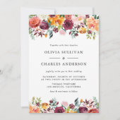 Waterverf Herfstbloei Botanische Herfstbruiloft Kaart (Voorkant)