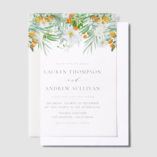 Waterverf Herfstbloei Botanische Herfstbruiloft Vellum Uitnodigingen (Offset)