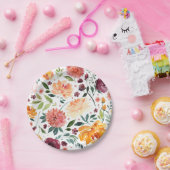 Waterverf Herfstbloei Herfst Botanisch Patroon Papieren Bordje (Feest)