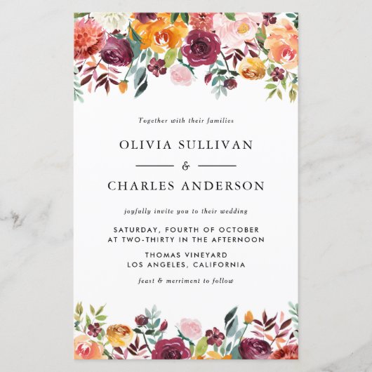 Waterverf Herfstbloei Herfstuitnodiging (Voorkant)