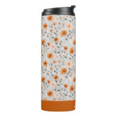 Waterverf Herfstbloemen Aangepaste naam Bloemen Thermosbeker (Gedraaid links)