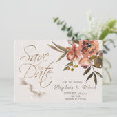 Waterverf herfstbloemen Bewaar de datum Save The Date (Staand voorkant)