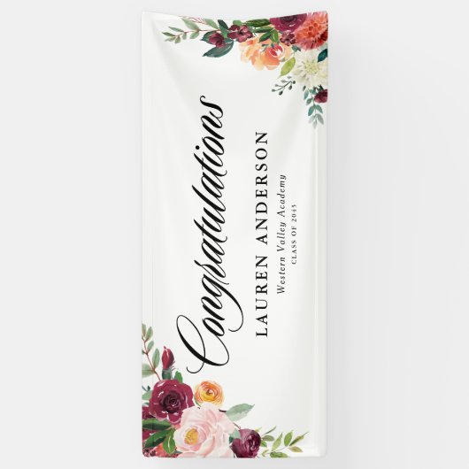 Waterverf Herfstbloemen Boeket Herfst Afstuderen Spandoek (Verticaal)