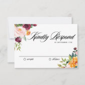 Waterverf Herfstbloemen Boeket Herfstbruiloft RSVP Kaartje (Voorkant)