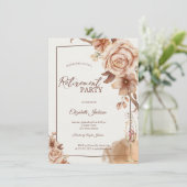 Waterverf Herfstbloemen Champagne Pensioen Kaart (Staand voorkant)