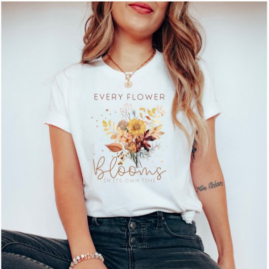 Waterverf Herfstbloemen Inspiratie Quote T-shirt