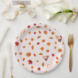 Waterverf Herfstbloesems Val Botanisch Patroon Papieren Bordje